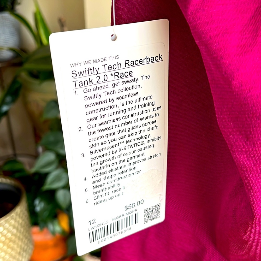💕Lululemon Swiftly Tech Racerback Tank Top 2.0 Race Length-NWT-Women's Magenta - Picture 14 of 16